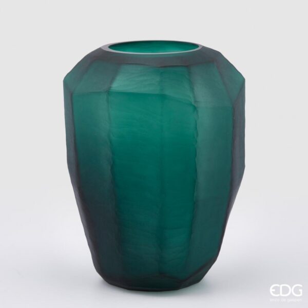 vaza poliedro zelena Vaza staklo oblik poliedra