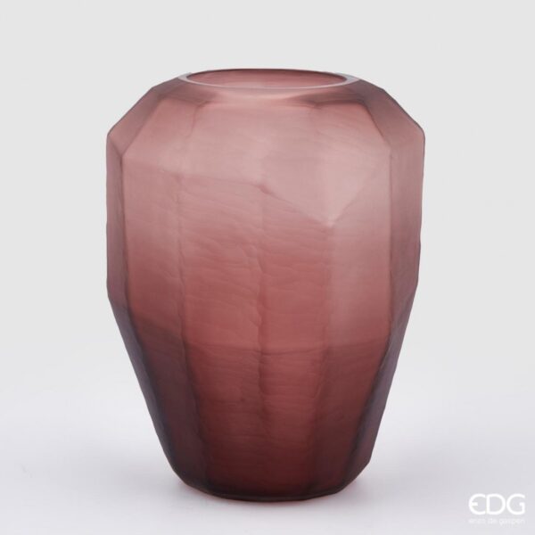 vaza poliedro antikno ruzicasta Vaza staklo oblik poliedra antikno ružičaste boje